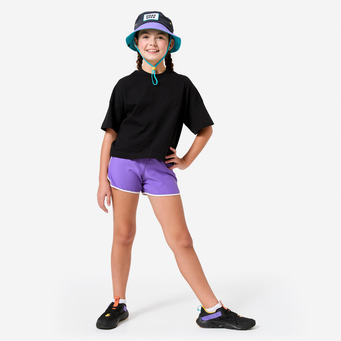 Tee-shirt coupe loose fille, noir