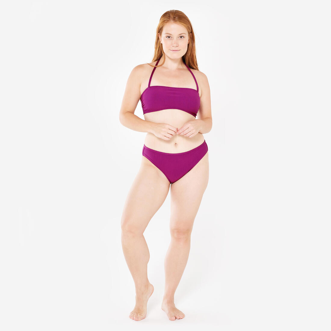 Haut de maillot de bain bandeau texturé Femme - Laura violet