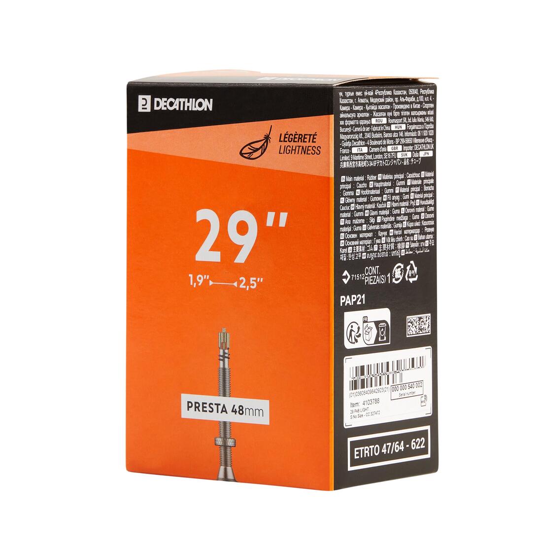 Chambre a air vtt 29x1,9-2,5 presta 48 light