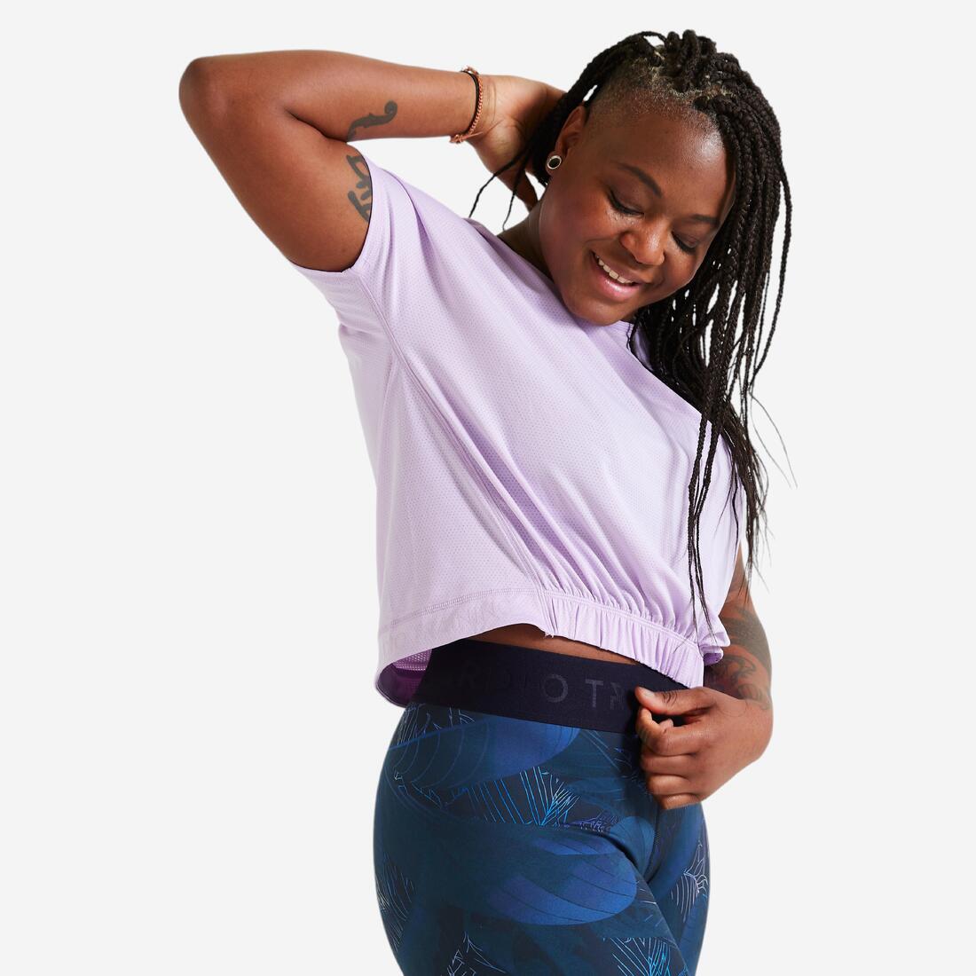 T-shirt Crop top ample Fitness – gris ardoise