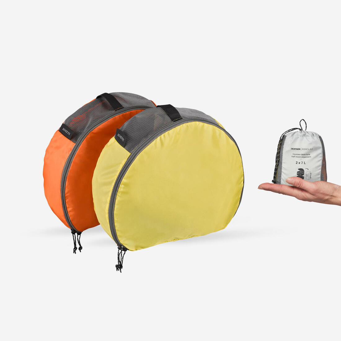Lot de 2 housses de rangement de trekking - Demi-lune - 2x7L – jaune miel