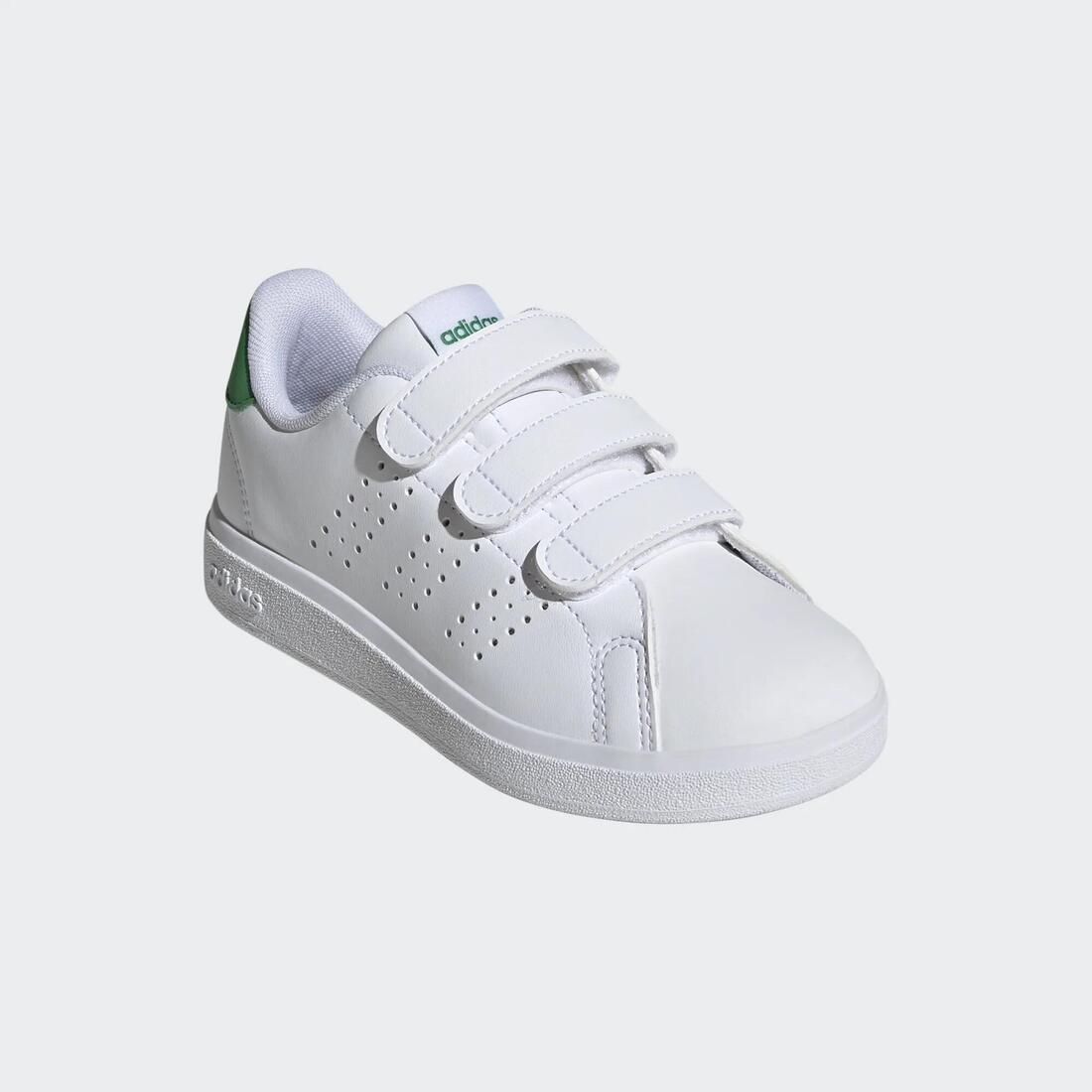 Chaussure adidas ADVANTAGE scratch enfant - blanc et vert