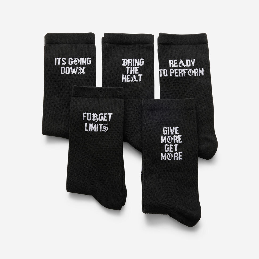 Chaussettes de fitness mi-mollet x5, noir imprimé