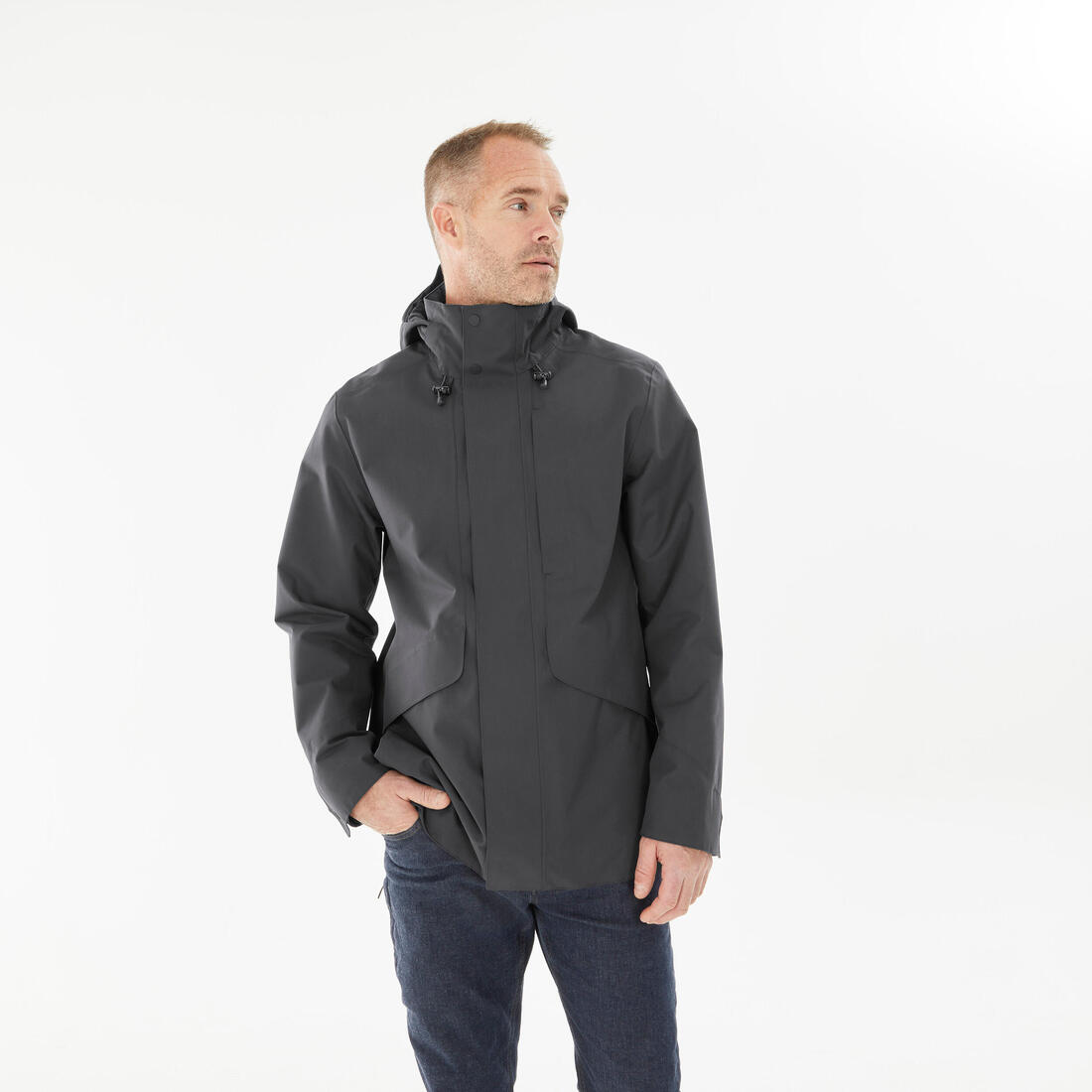 Veste imperméable de randonnée - NH550 Imper - Homme – gris carbone