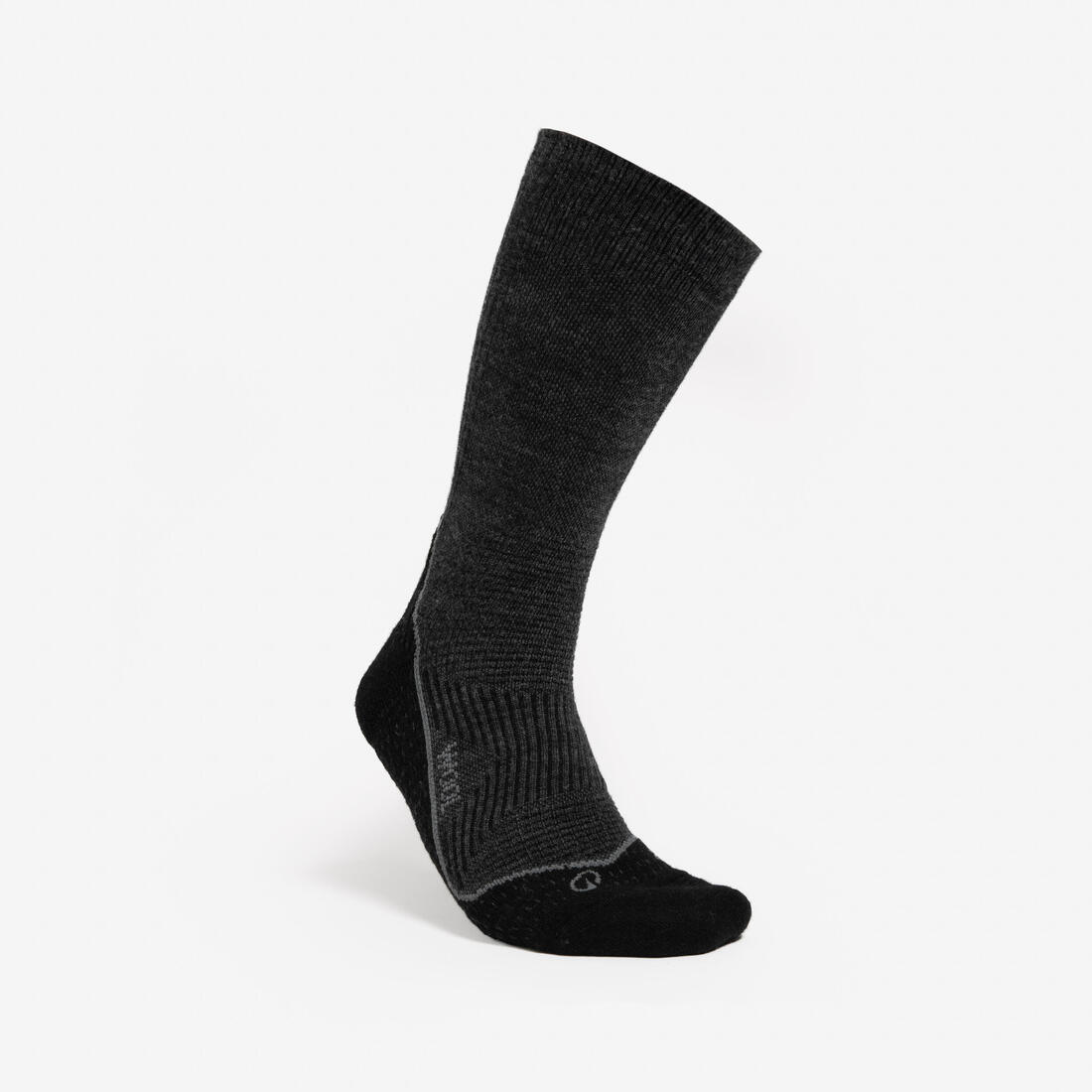 Chaussettes de trekking hautes laine adulte, Trek 900 Gris noir