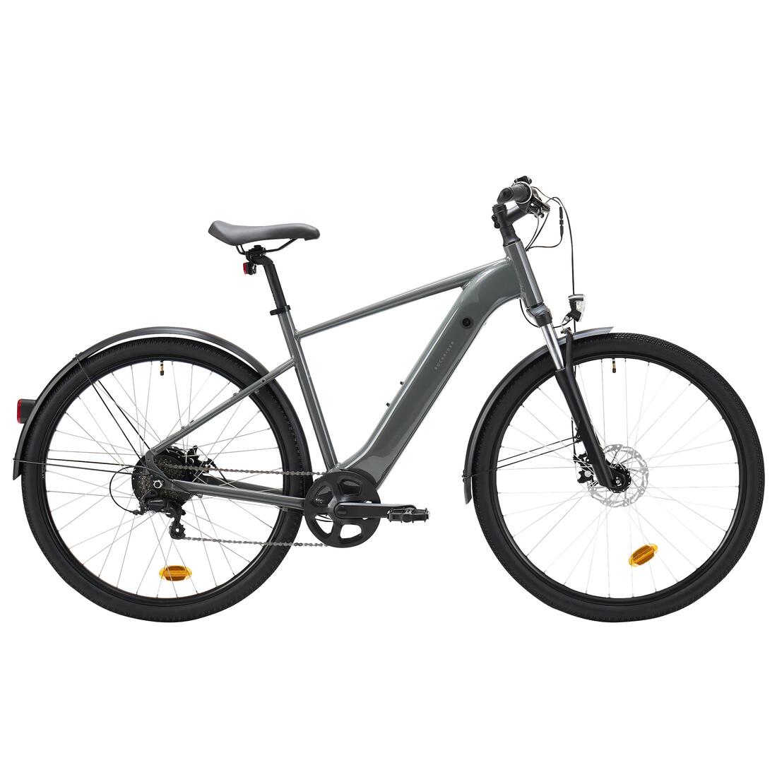 Vélo tout chemin électrique cadre haut, E-ACTV 100 gris anthracite