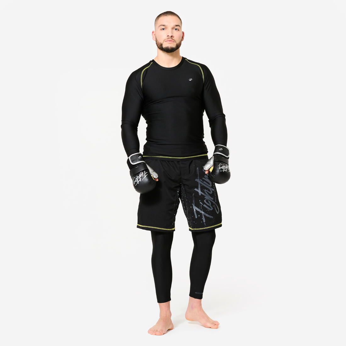 Legging de MMA homme, noir et jaune