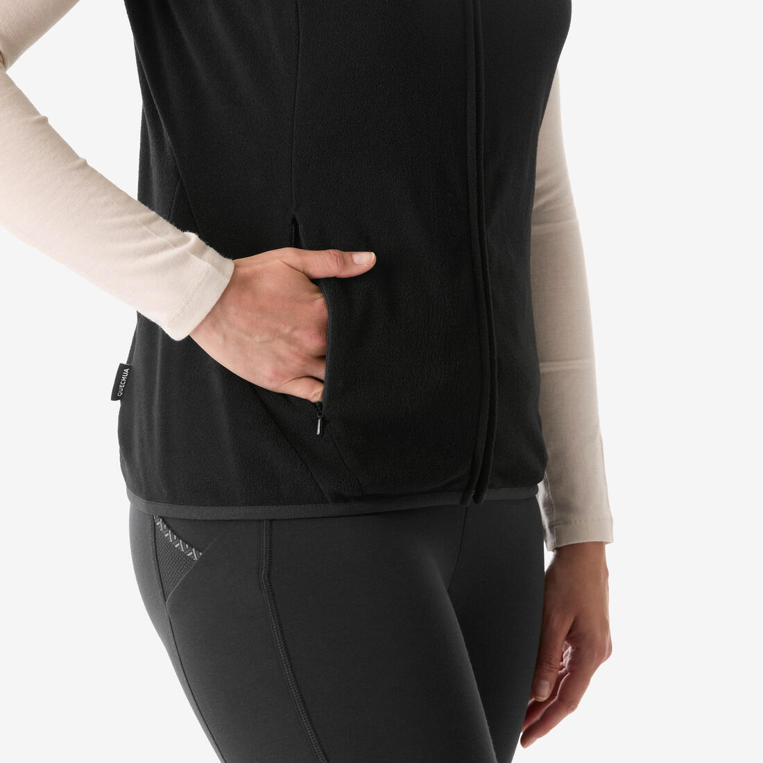 Gilet polaire de randonnée montagne femme, MH100 noir