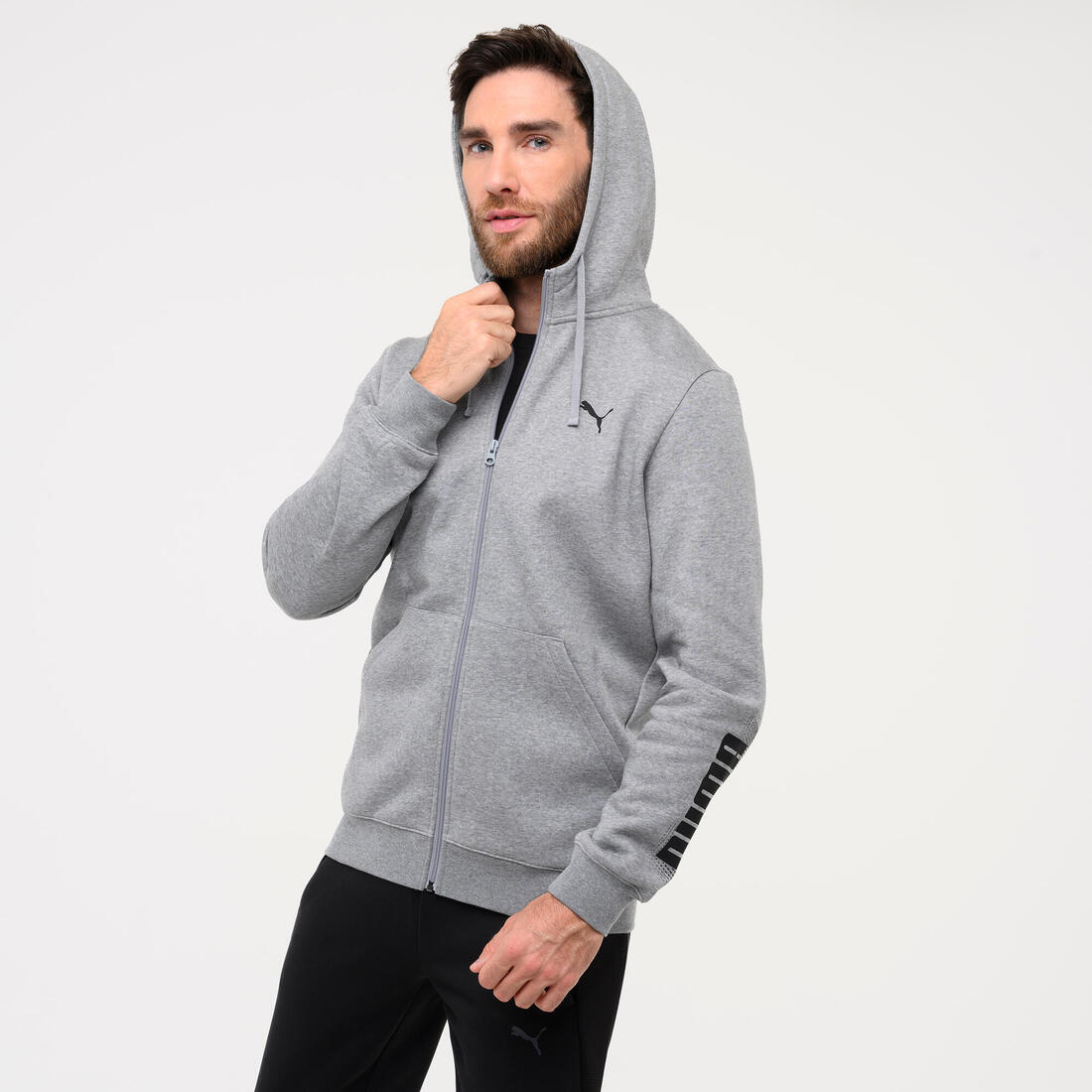 Sweat à capuche zippé homme, gris