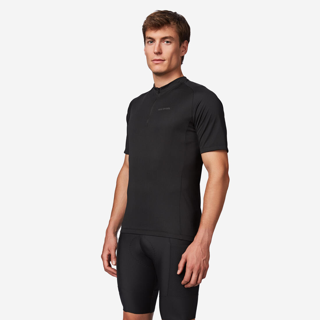 Maillot manches courtes de vélo de route homme, Essential noir