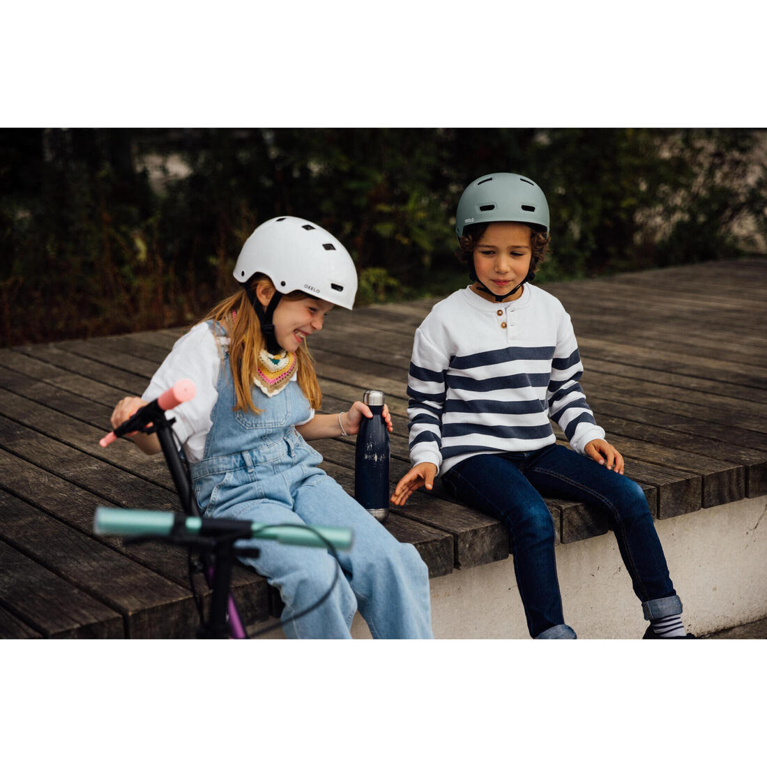 Trottinette enfant mid5 avec frein au guidon et suspension noire/verte