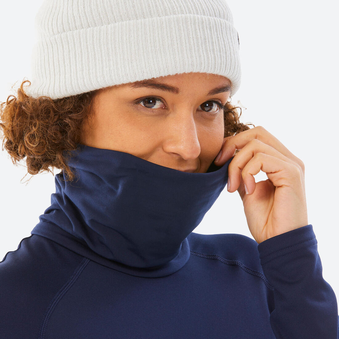 Sous-vêtement thermique  ski à col roulé chaud et respirant femme, BL 500 bleu m