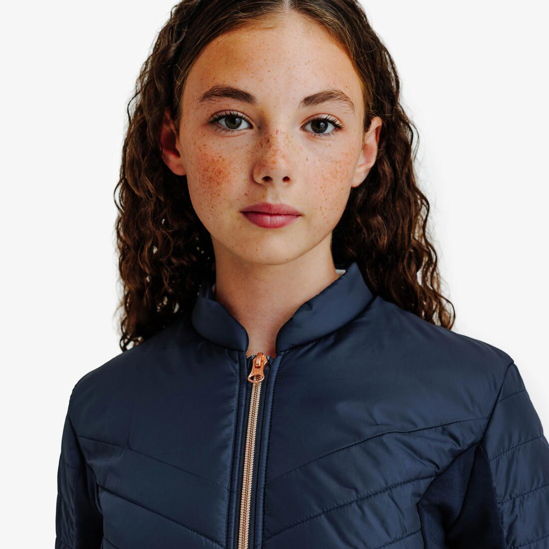 Veste équitation zip rose gold Enfant - 500 marine