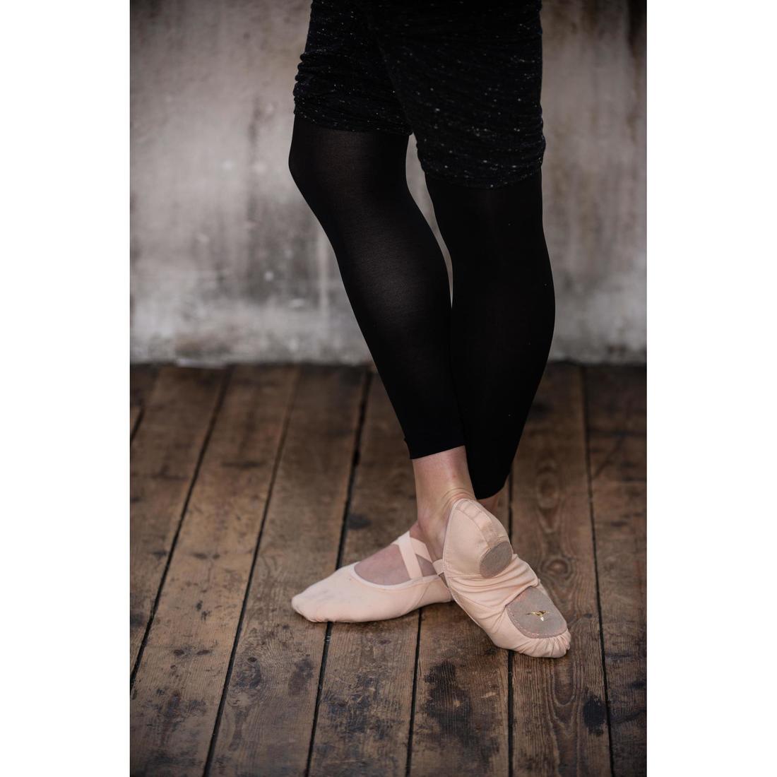 Demi-pointes de danse classique bi-semelles en toile femme, noires