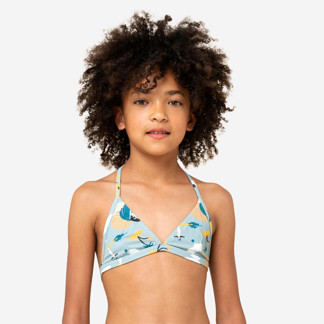 HAUT DE MAILLOT DE BAIN FILLE TRIANGLE TEA 100 – kaki clair