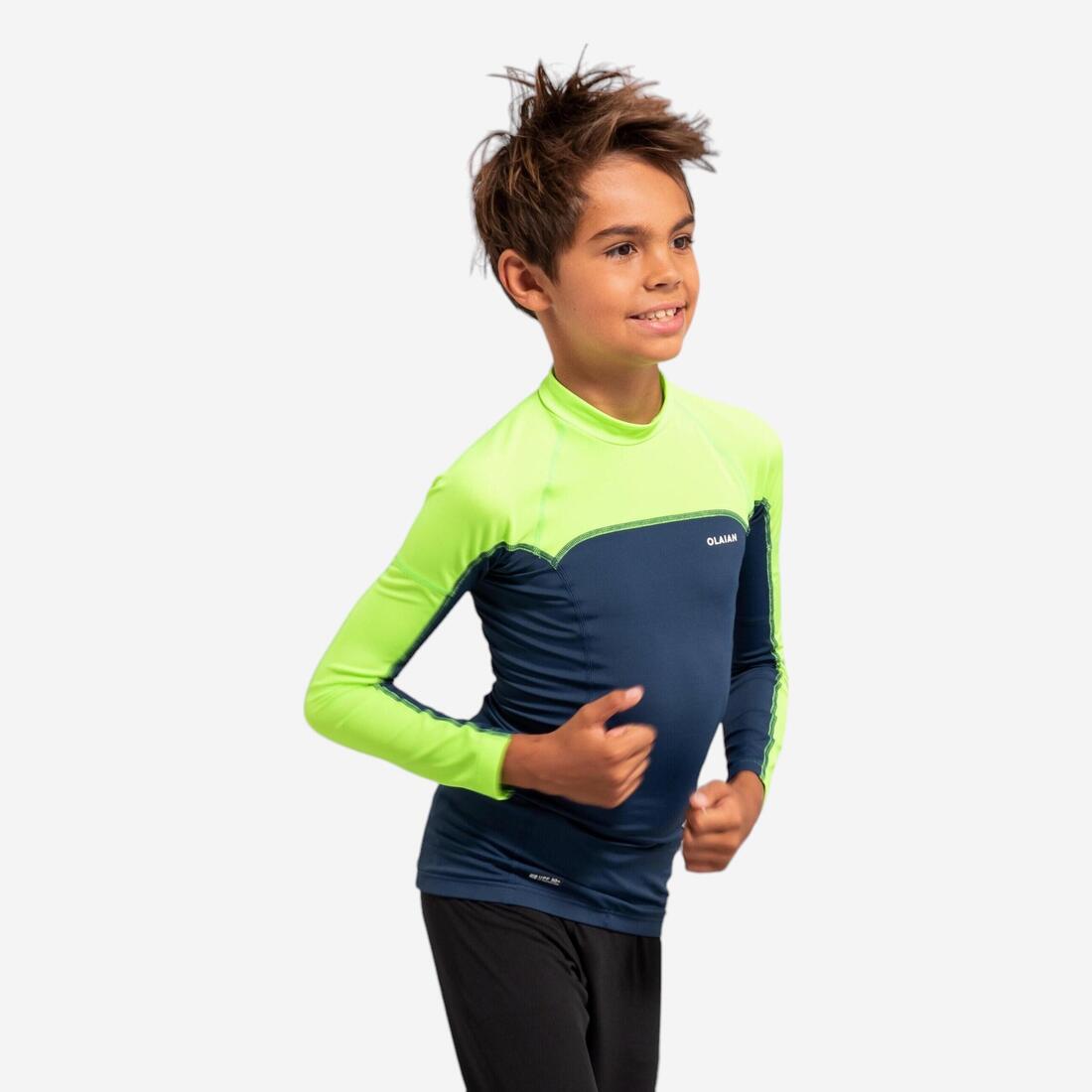 Tee shirt anti uv manches longues Garçon - 500 gris vert