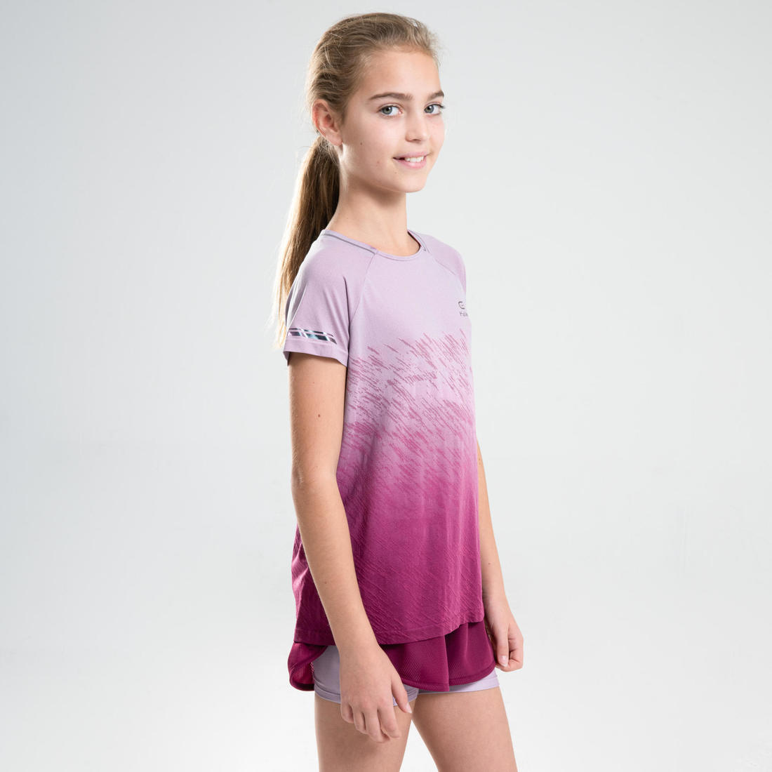 Tee-shirt manches courtes fille running et athlétisme KIPRUN care turquoise