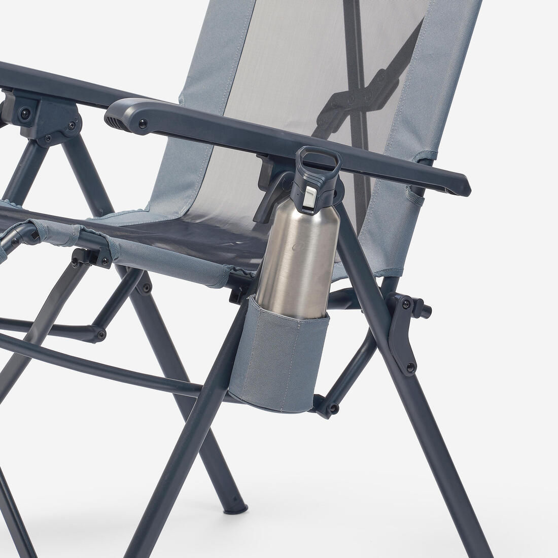 Fauteuil long de camping relax, pliant et matelassé, avec appuie tête