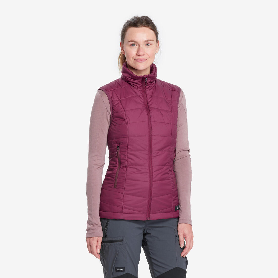 Doudoune de trek sans manches synthétique Femme, MT100 – violet prune