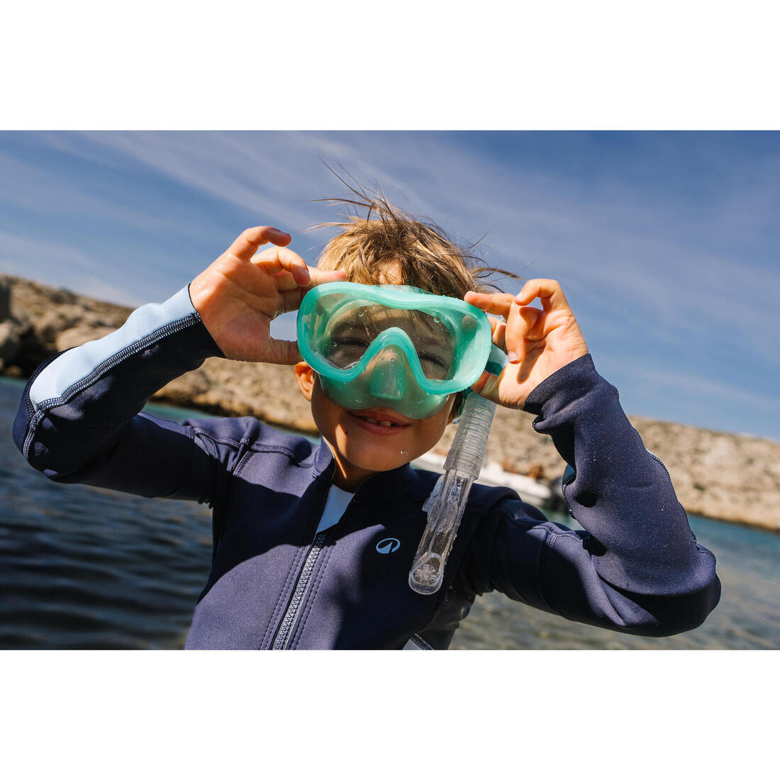Kit plongée masque anti-buée et tuba valve snorkeling, 100 enfant