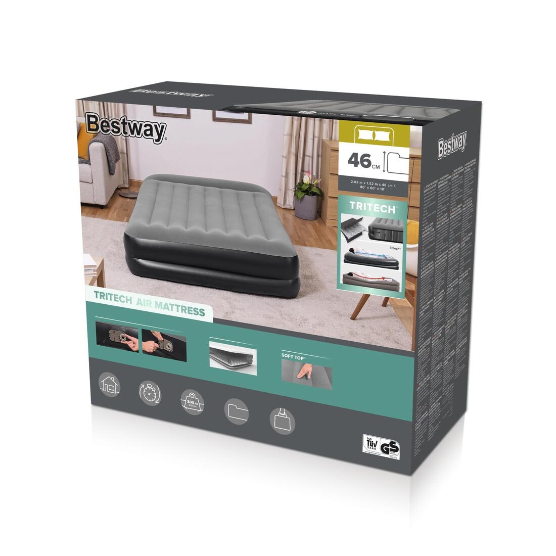 Matelas gonflable haut pour 2 personnes, avec pompe électrique intégrée