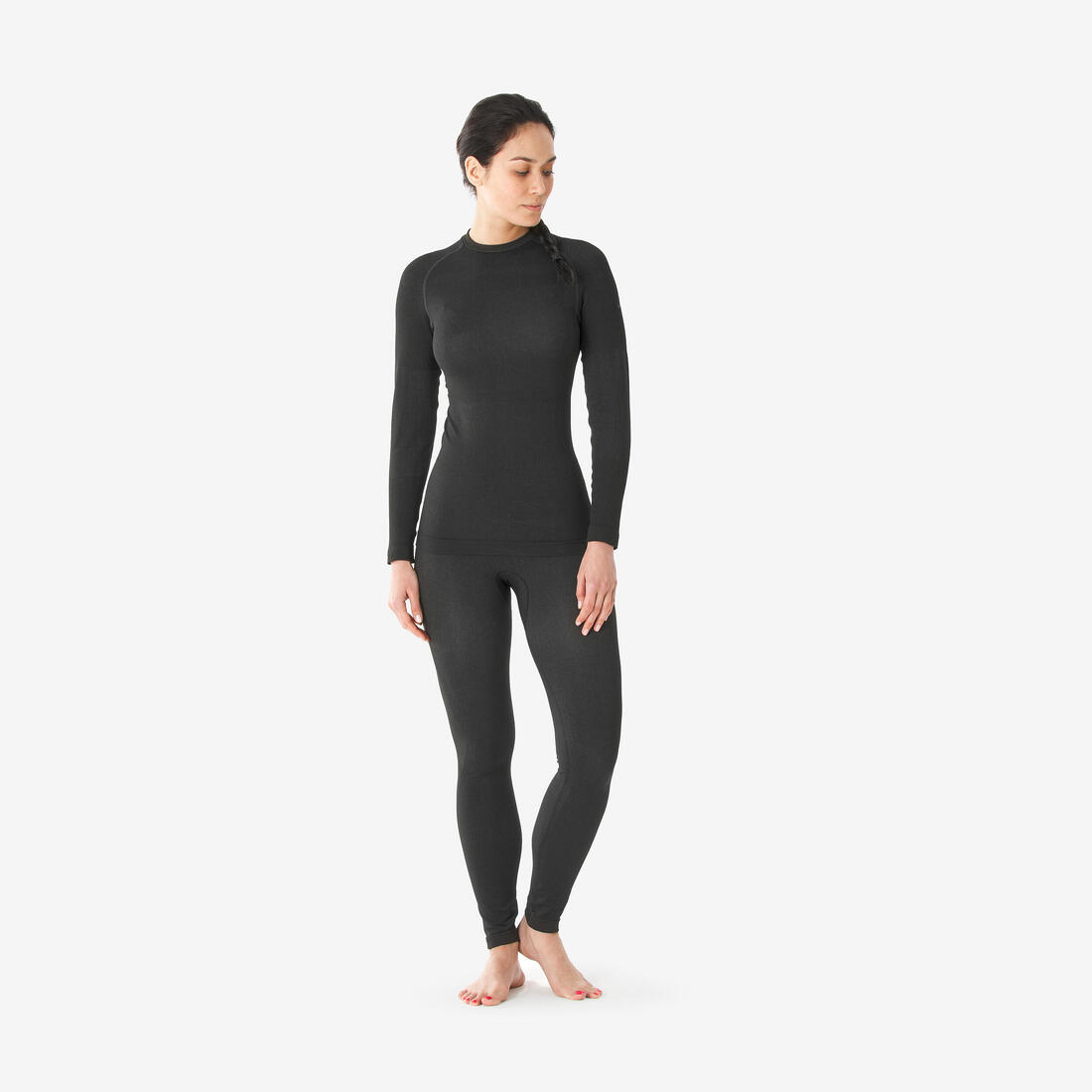 Sous-vêtement thermique de ski chaud et respirant femme, 500 seamless noir