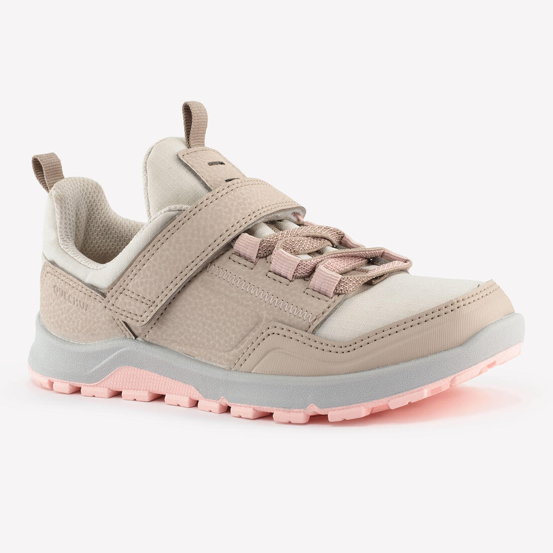 Chaussures de randonnée enfant avec scratch - NH500 LOW LIN/ROSE - 28 AU 34 – beige perle