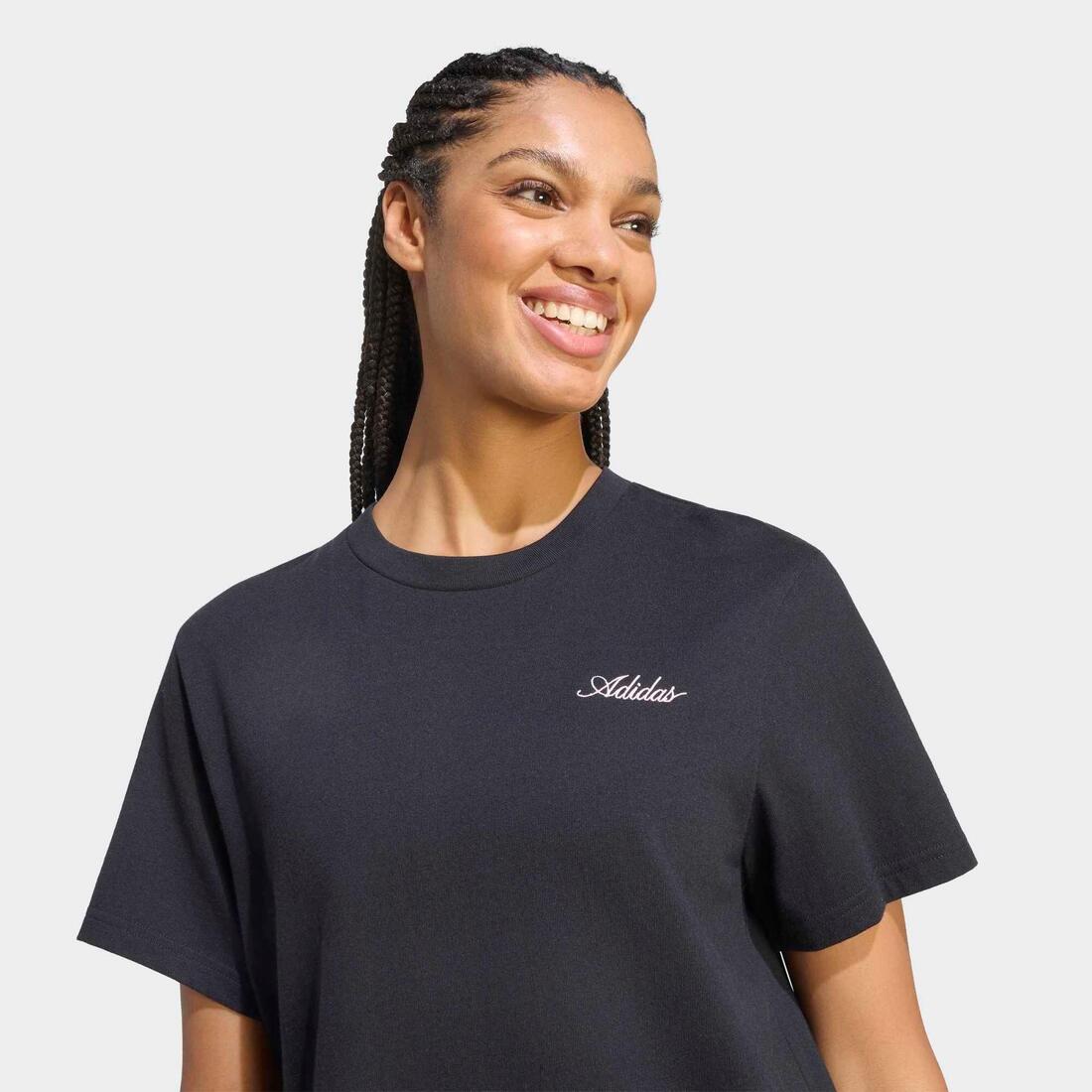 Tee shirt graphique Adidas, femme, noir