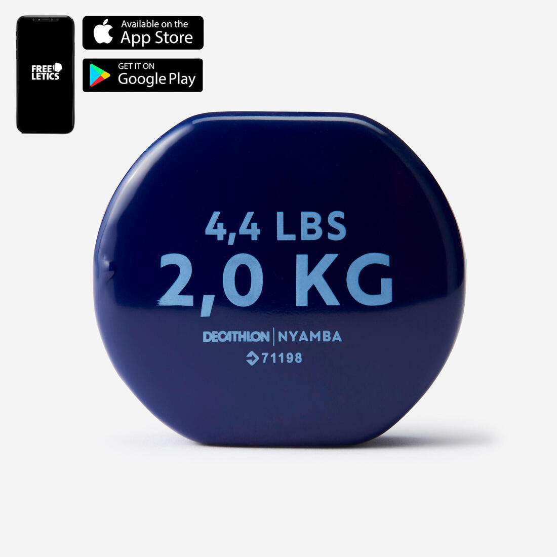 Paire d'haltères fitness 2*2 kg, fonte à 80% recyclée, bleu