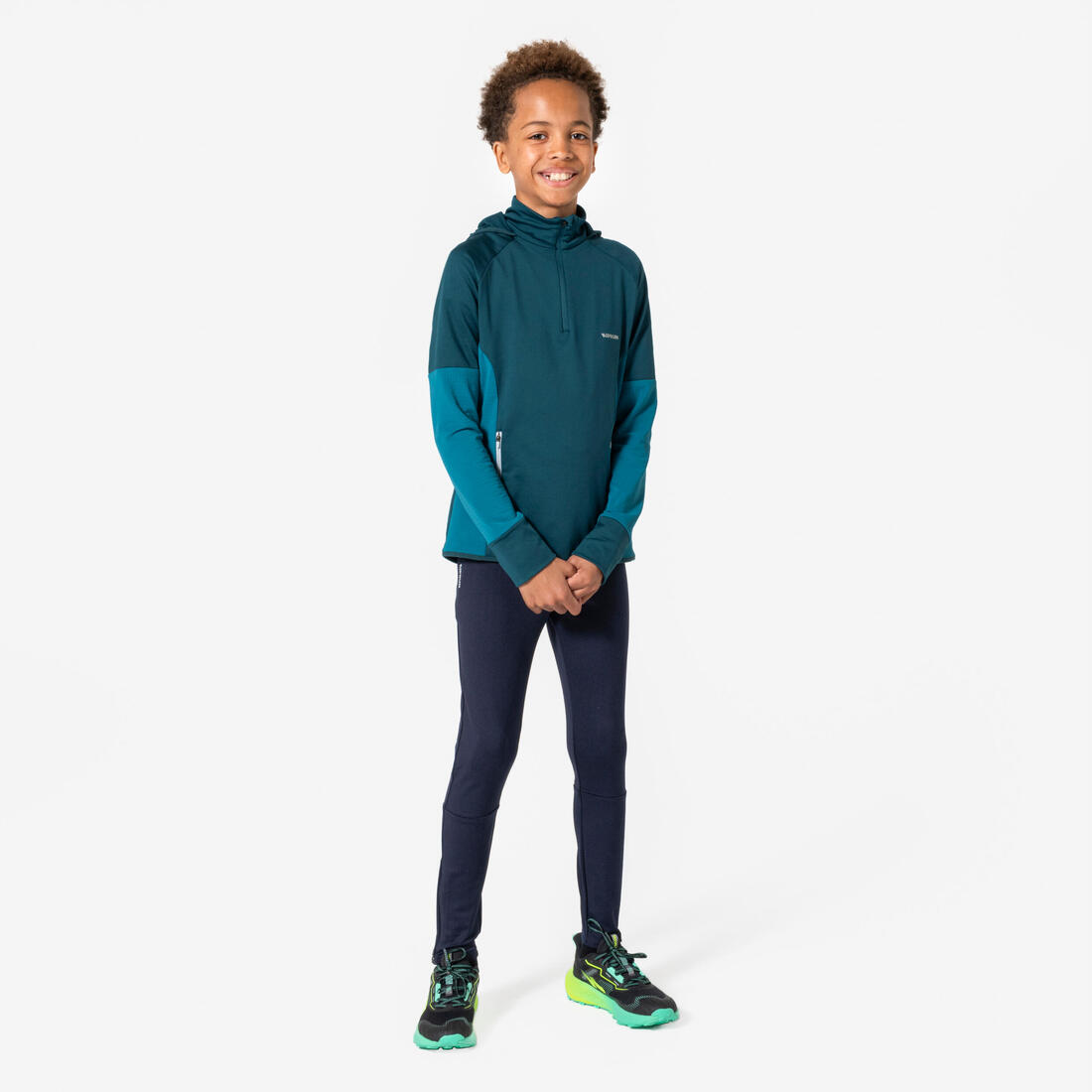 T-shirt manches longues de running garçon, Kiprun Run 900 Warm bleu