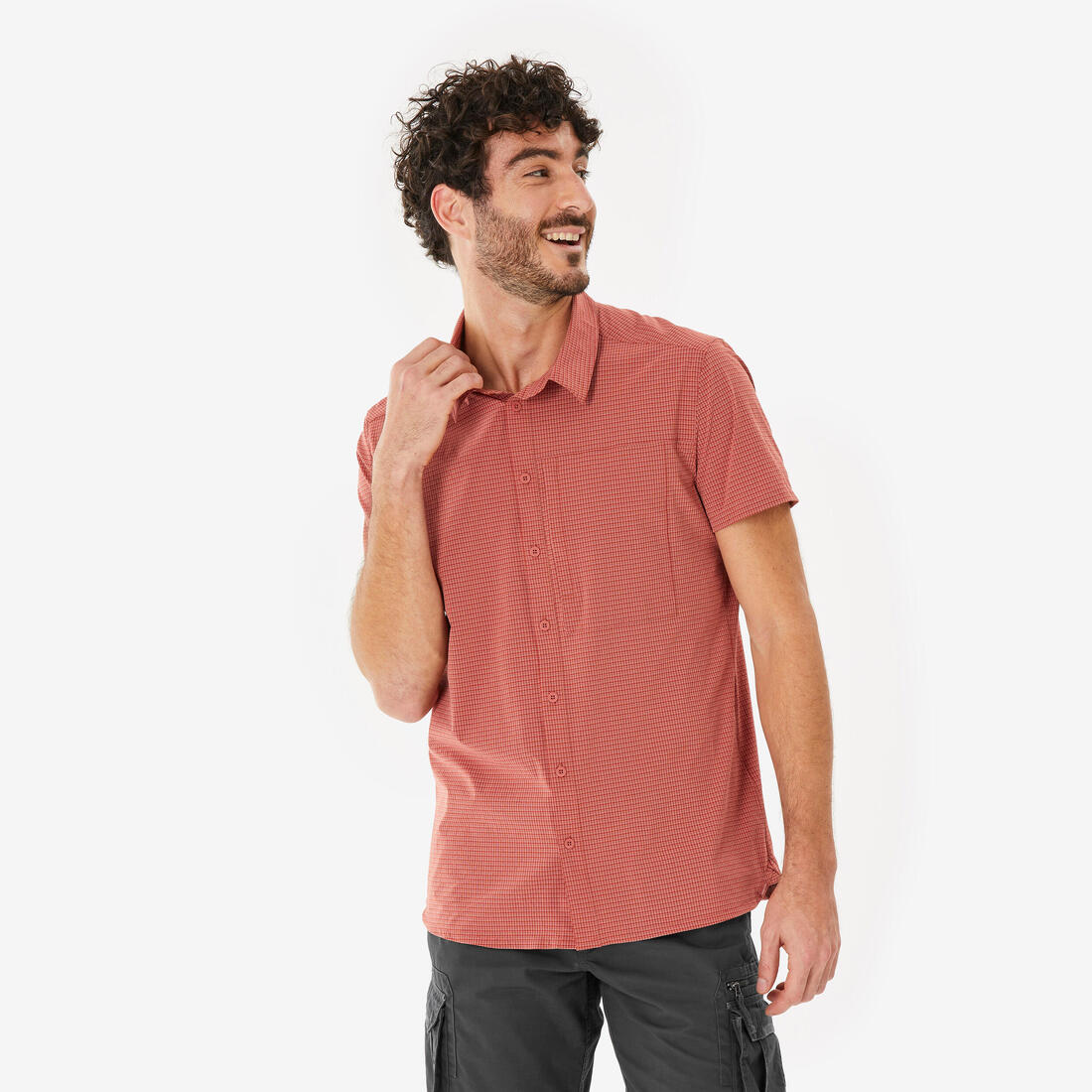 Chemise de trekking manches courtes homme, NH 500 stretch