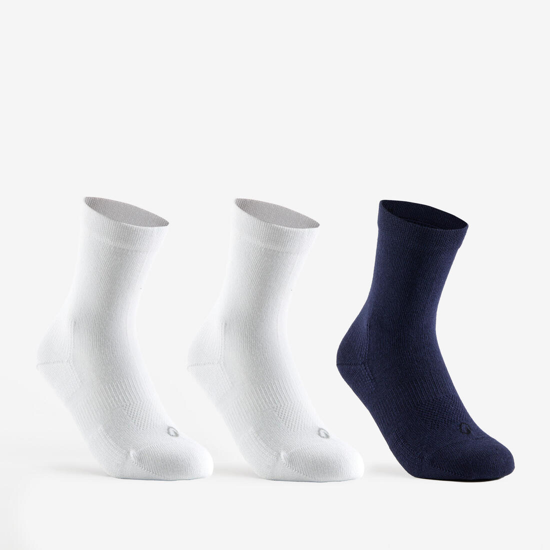 CHAUSSETTES DE SPORT ENFANT HAUTES ARTENGO RS 160 BLANC MARINE BLANC LOT DE 3