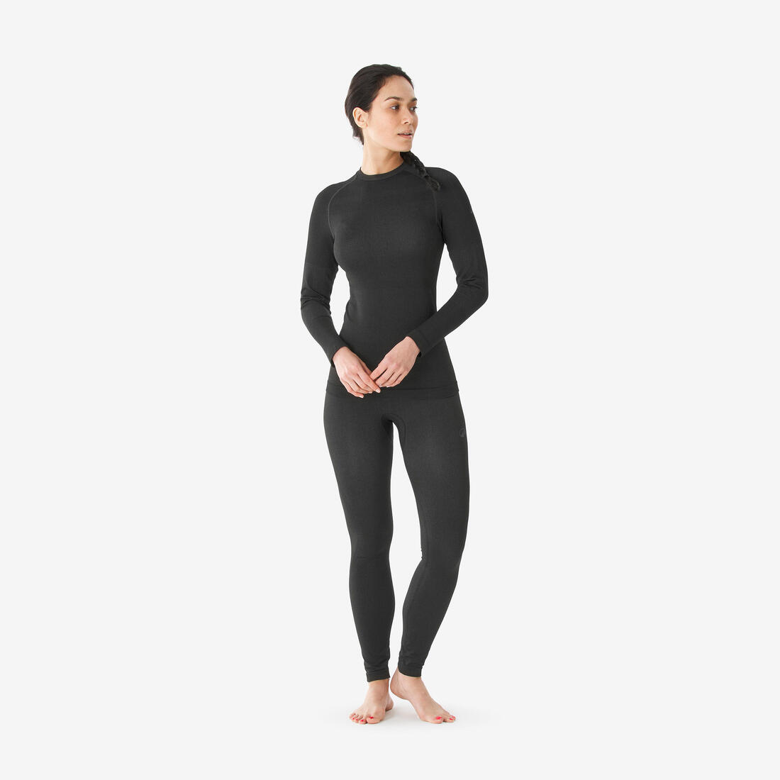 Sous-vêtement thermique de ski chaud et respirant femme, 500 seamless noir