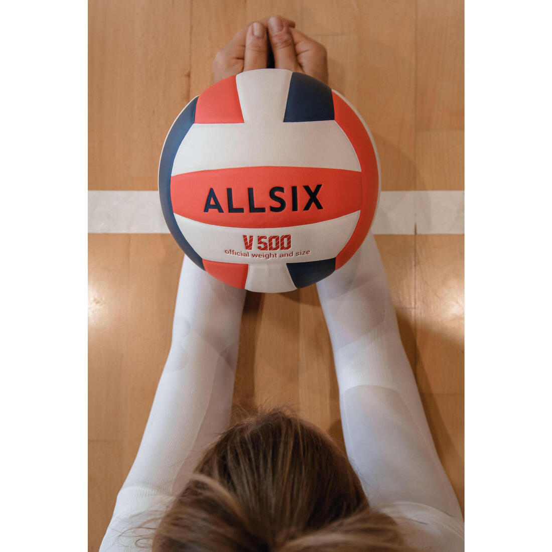 Ballon de volley-ball V500 gris, bleu et