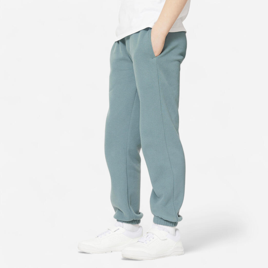 Pantalon de survêtement multisport chaud enfant mixte – vert cendré