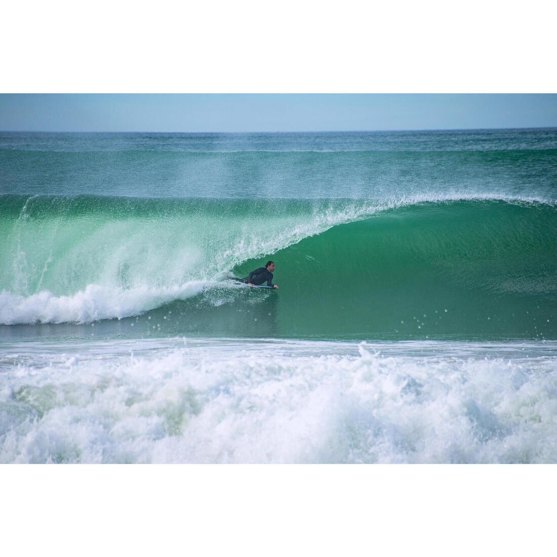 Bodyboard 500 bleu / orange avec leash