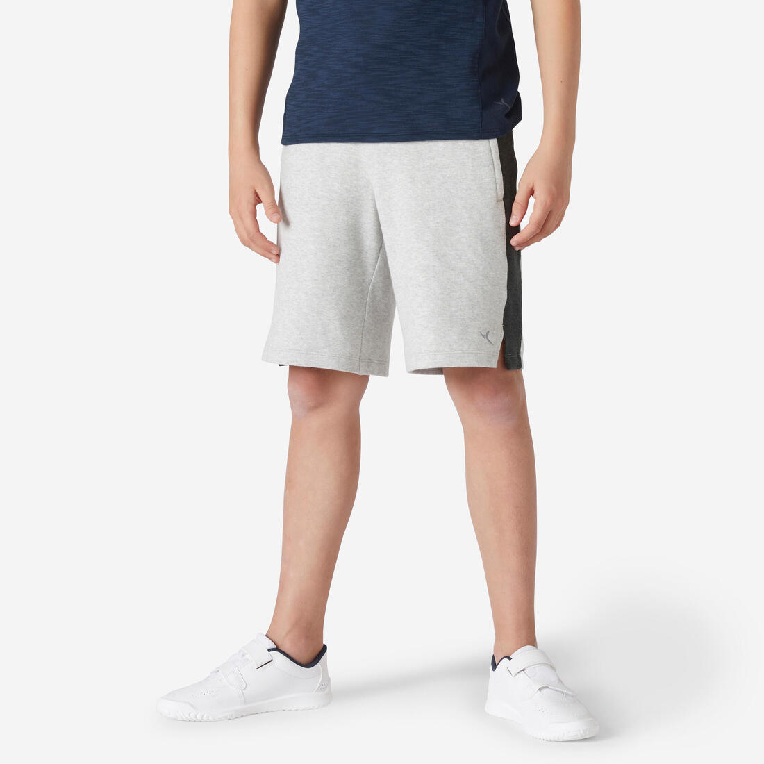 Short enfant coton - 500 gris chiné foncé
