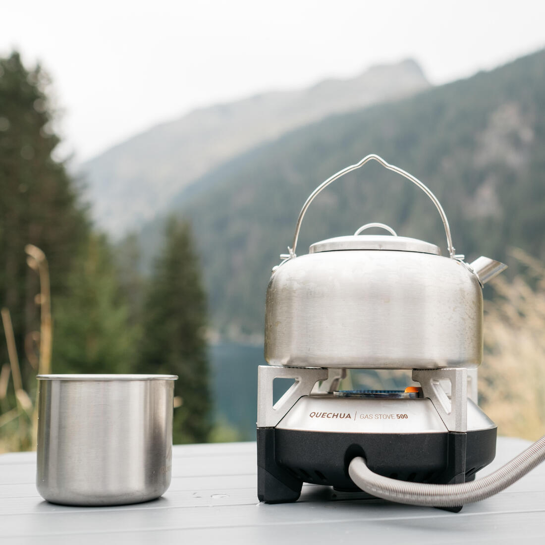 Réchaud 500 de camping à gaz déporté 1 feu compact avec allumage piezo - 1760W