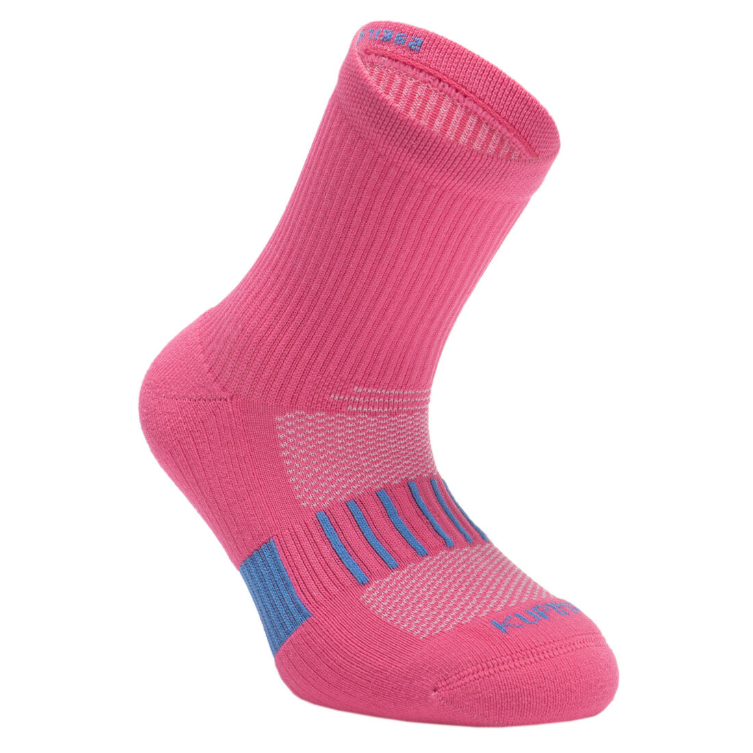 Lot X2 de chaussettes enfant AT 500 mid turquoise et rayées turquoises grises