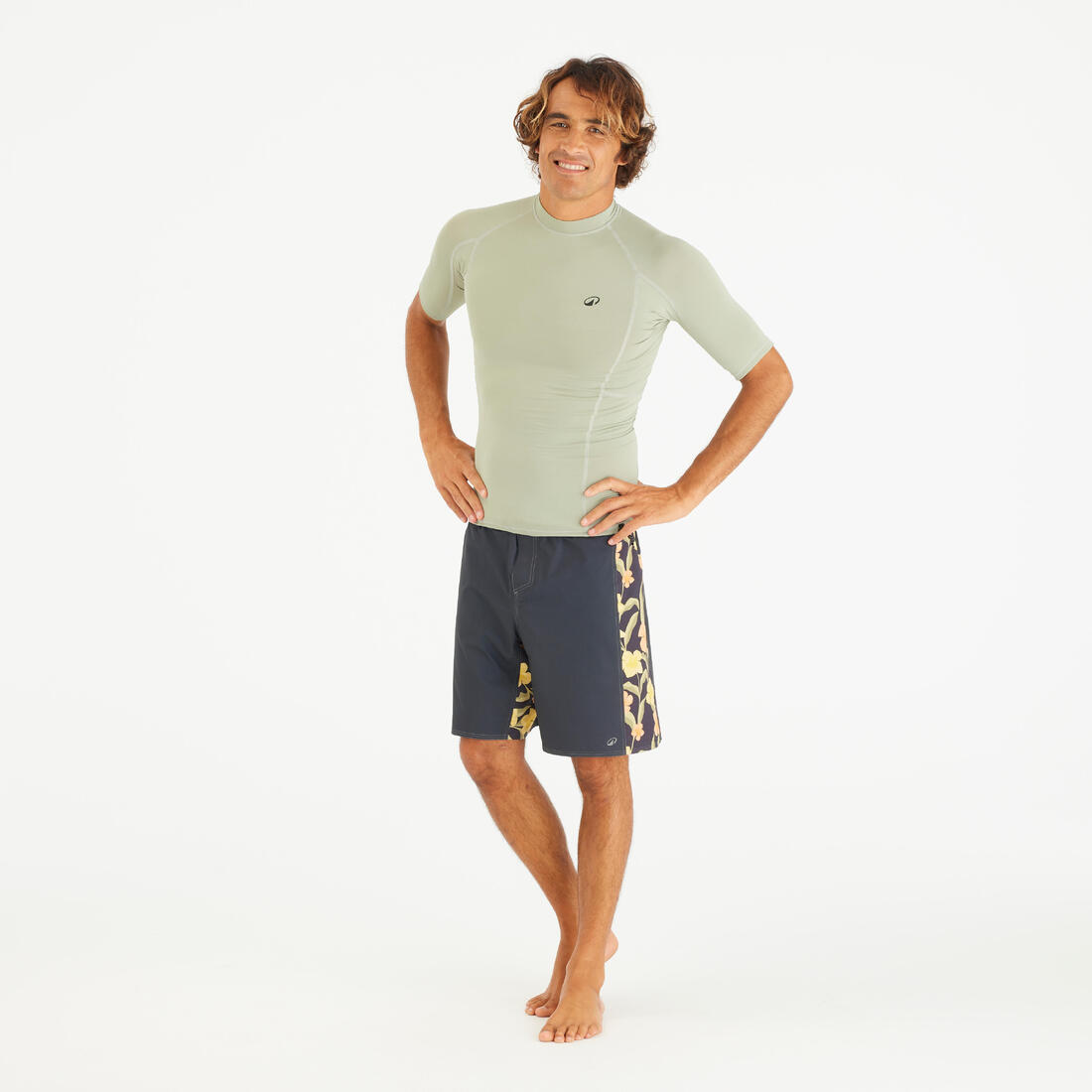 Tee shirt anti uv manches courtes homme - 500 bleu palmeraie