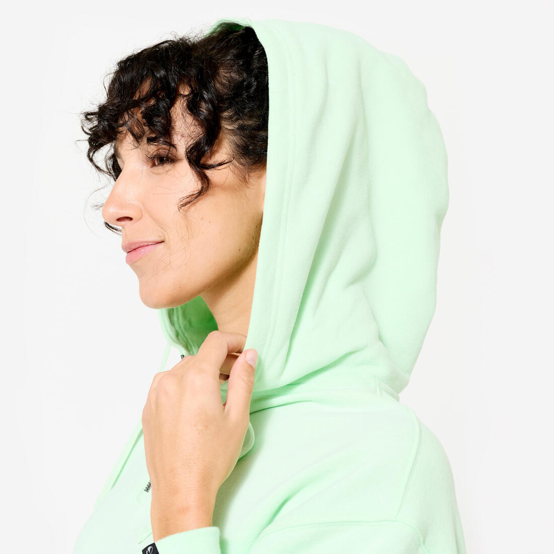 Sweat à Capuche Fitness Oversize Femme 520 - Vert Clair