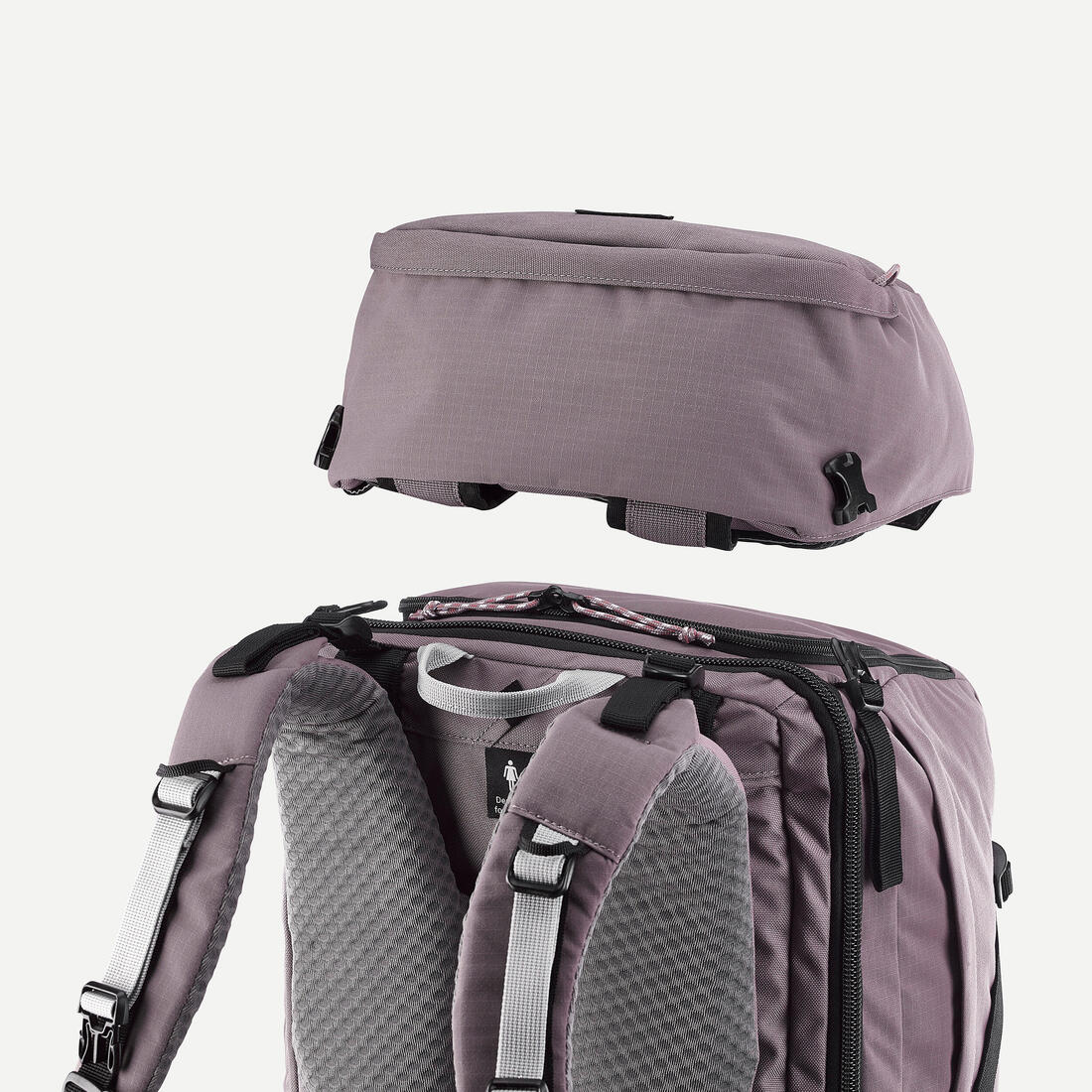 Sac à dos de voyage ouverture valise 60+6L femme, Travel 900 marron