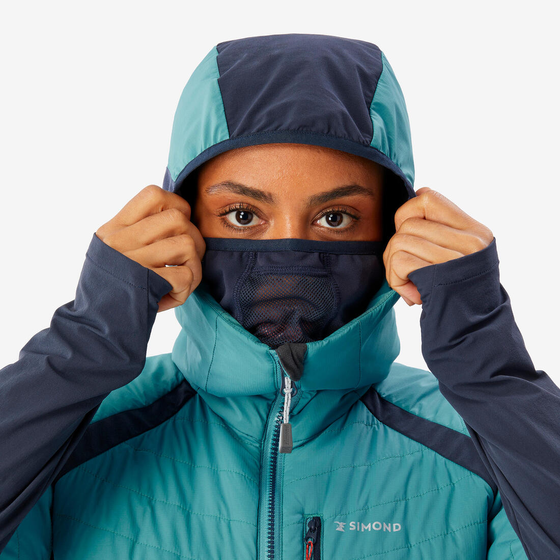 Veste hybride sprint synthétique & laine alpinisme femme - bleu gris