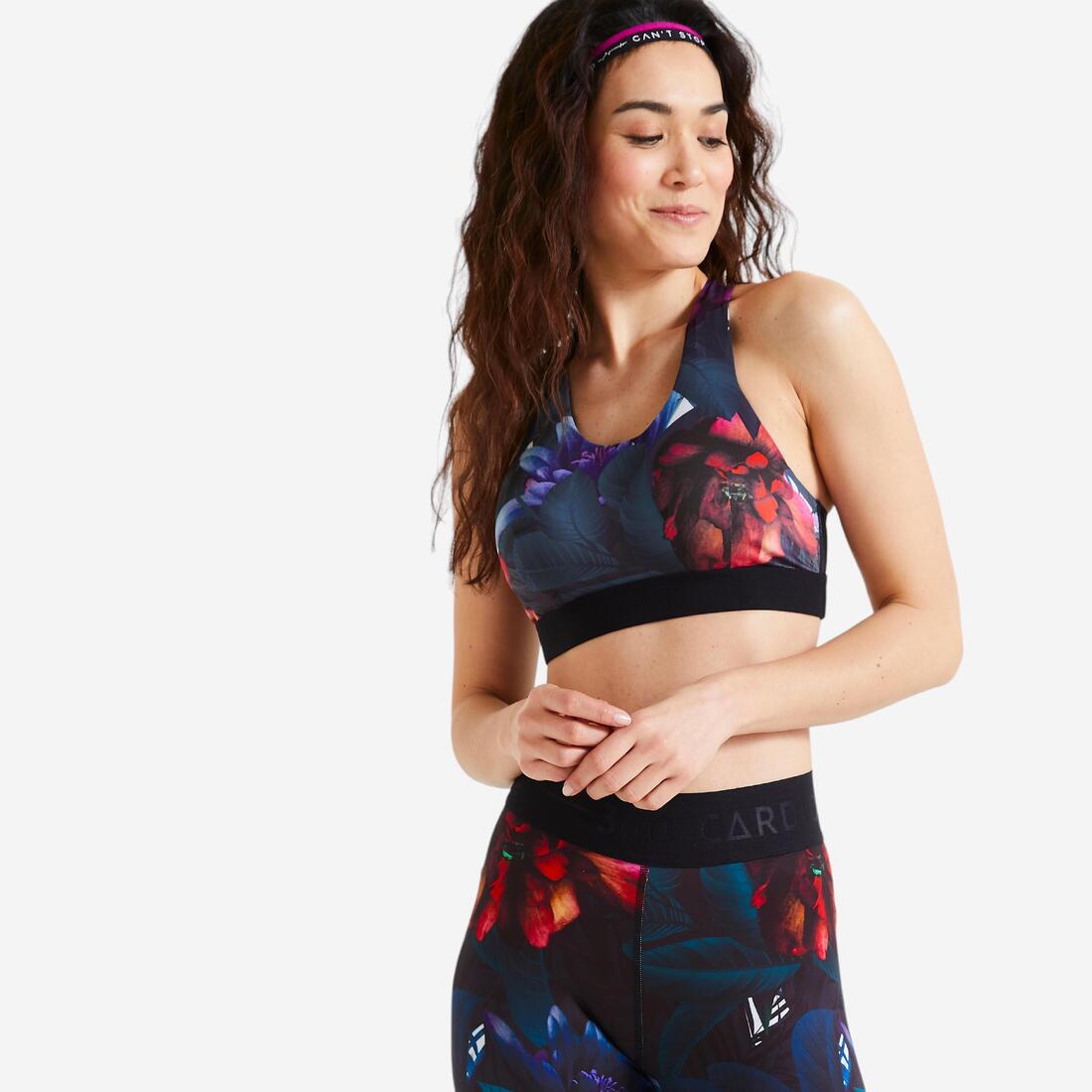 Brassière dos nageur avec coques maintien modéré Femme, Imprimé – multicolore