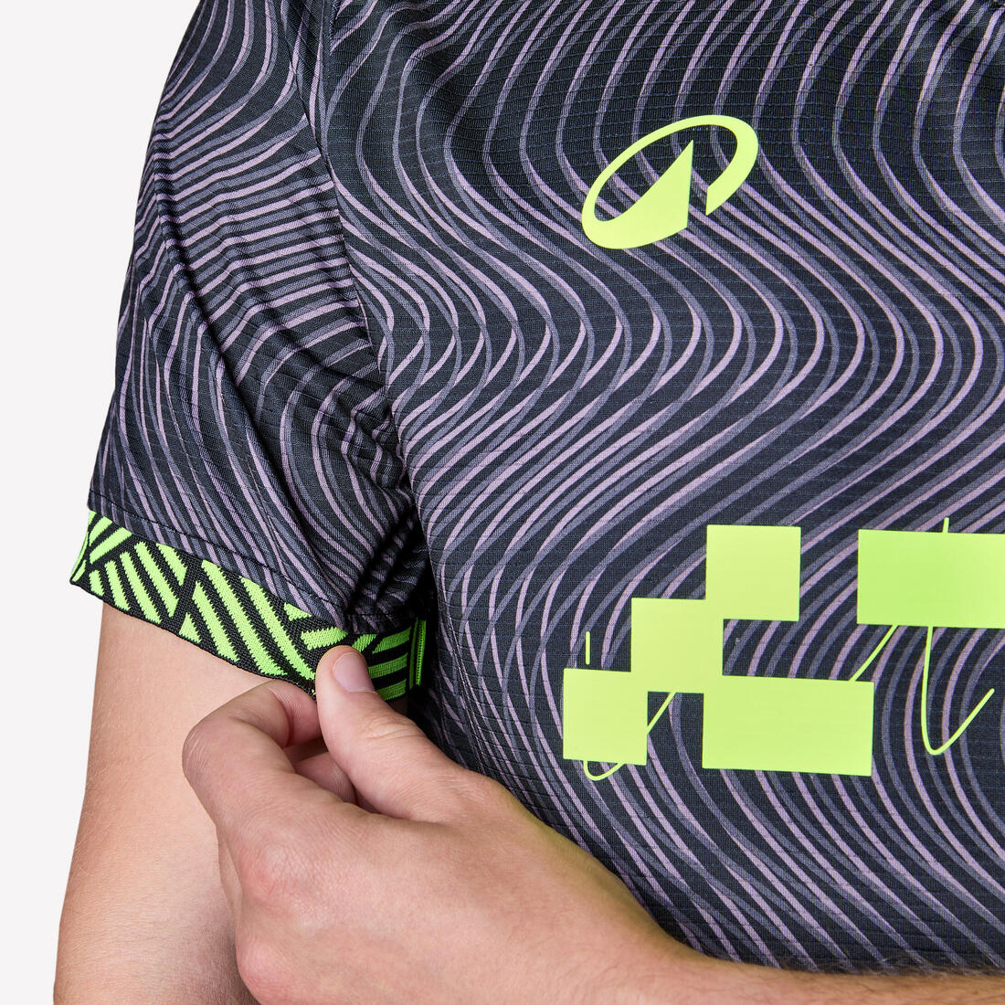 Maillot de football  adulte Viralto II wavy noir & jaune fluo