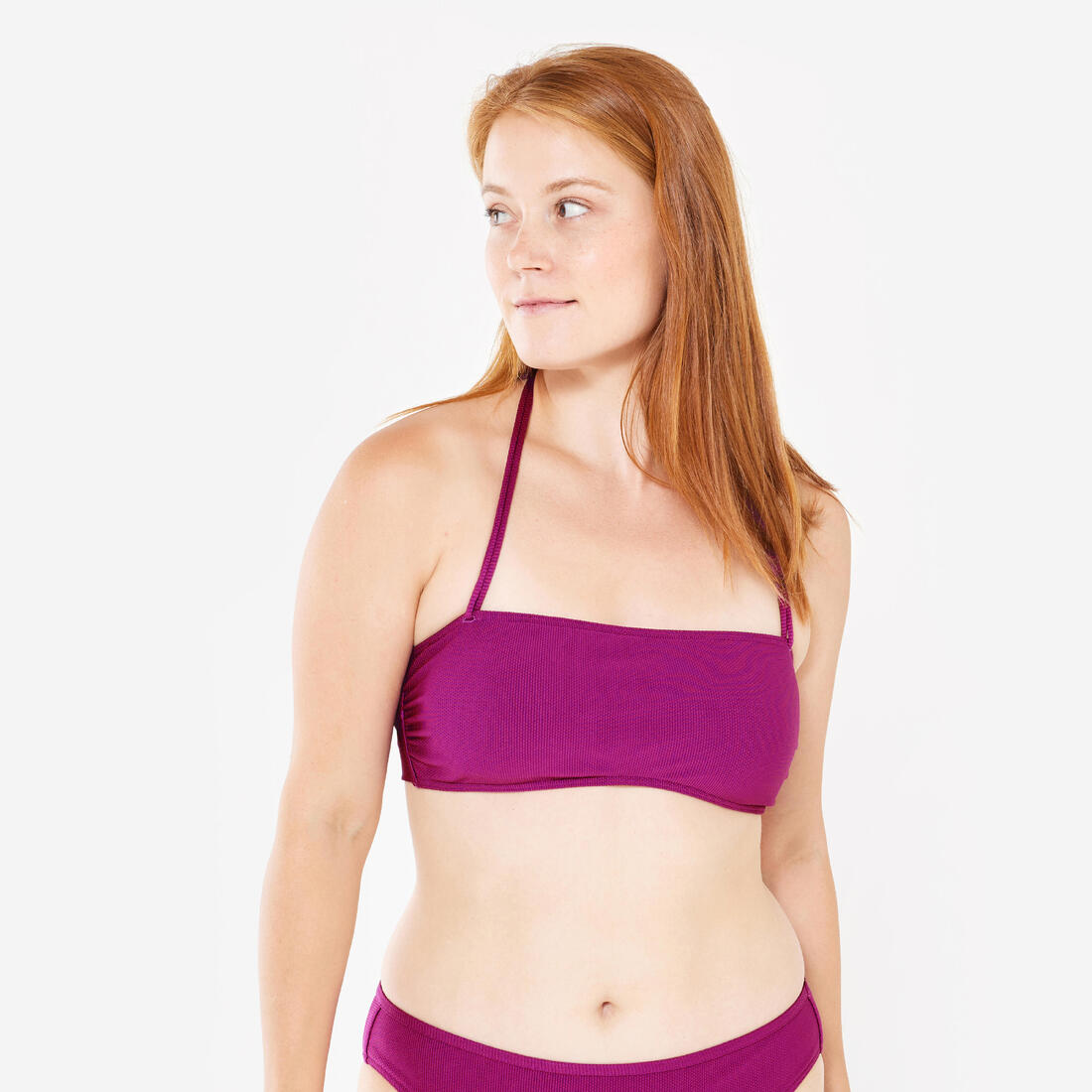 Haut de maillot de bain bandeau texturé Femme - Laura violet – violet orchidée