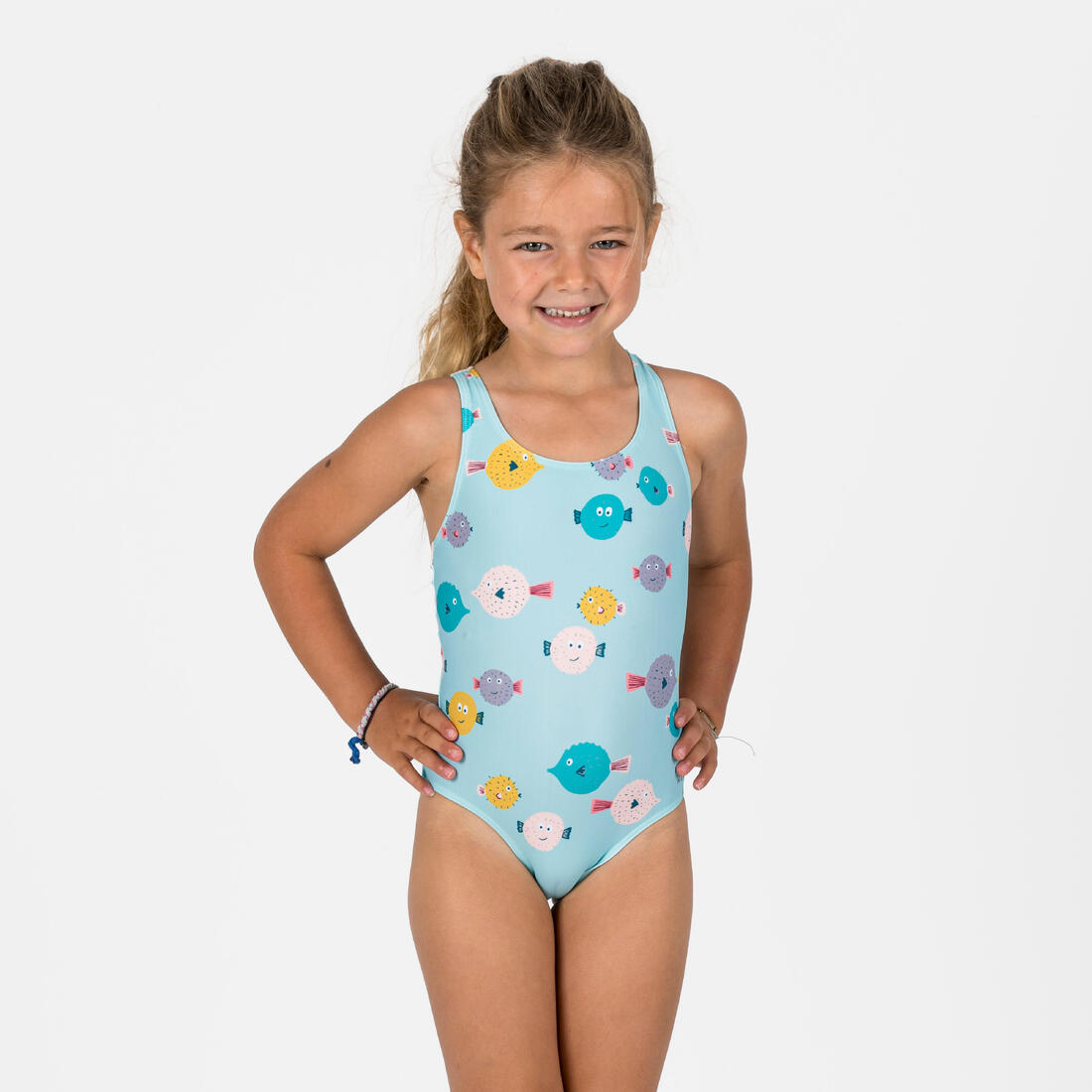 Maillot de bain 1 pièce bébé fille, imprimé aquamarine