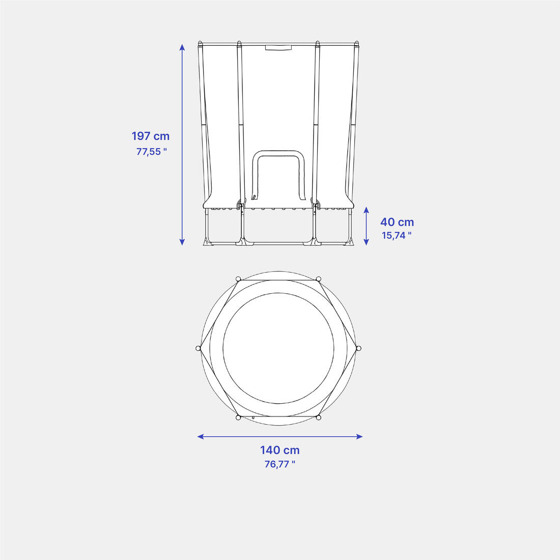 Trampoline intérieur avec filet protection, Trampoline 140
