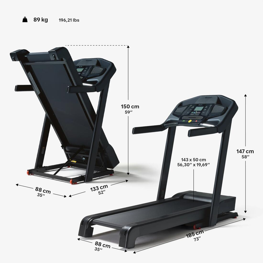 Tapis de course pliable et inclinable 18km/h, T900D