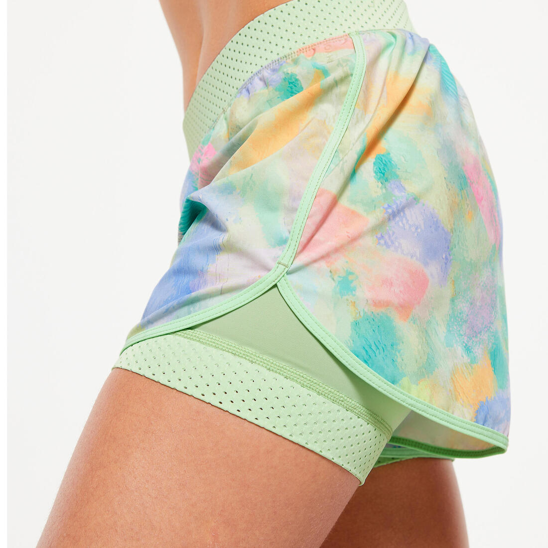 Short de fitness double couche femme